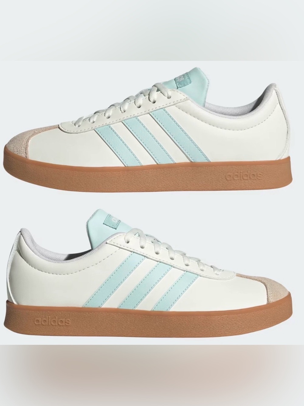 Adidas VL Court Base “White-Mint-Gum” 7.5 Womens/6.5 Y New w/Tags & Damaged Box